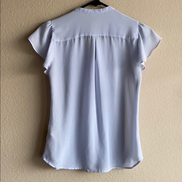 Powder Blue Button Down Dressy Blouse - Picture 3 of 4